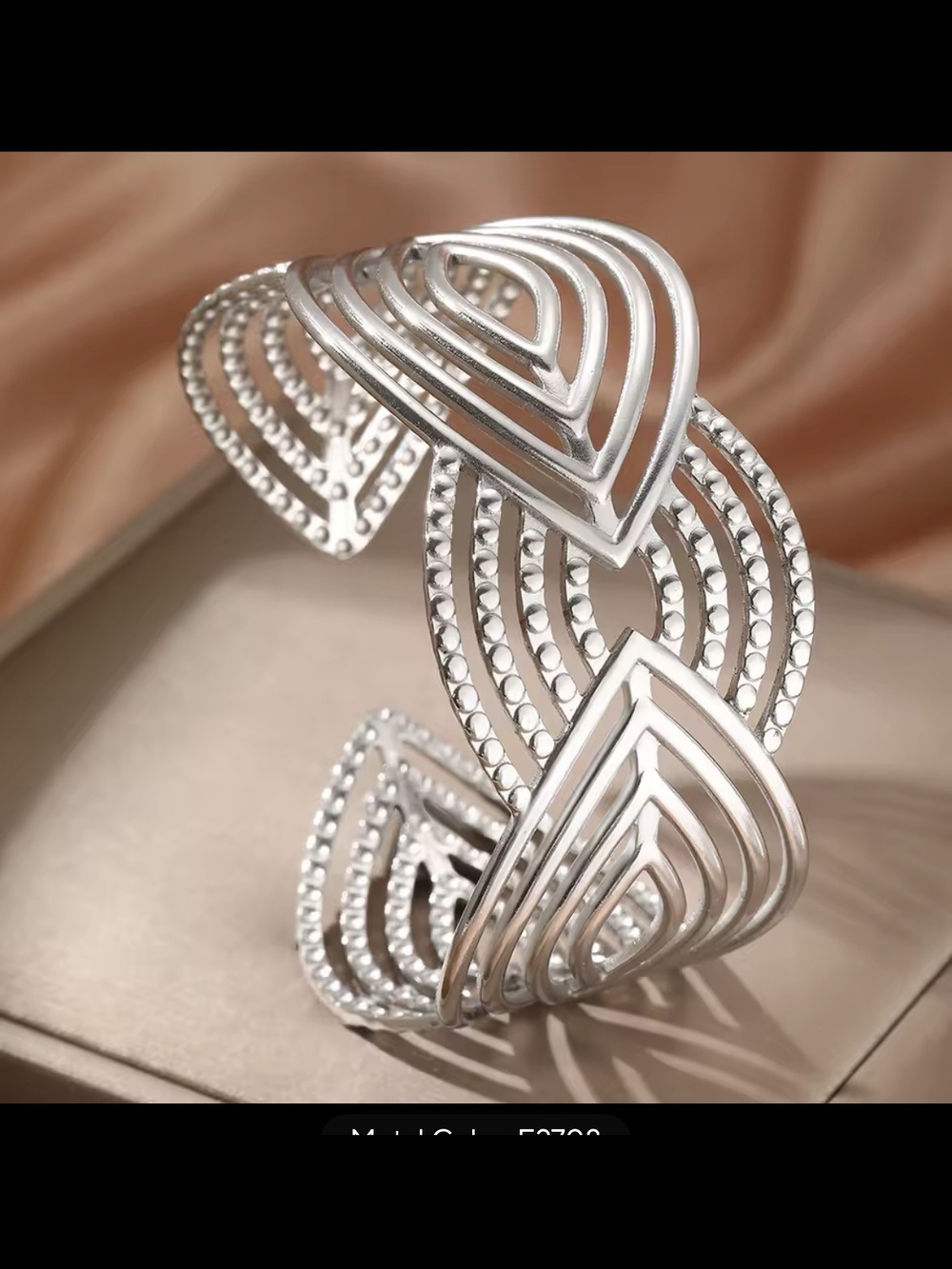 Silver Openwork Geometric Cuff Bracelet - Elegant Silver Statement